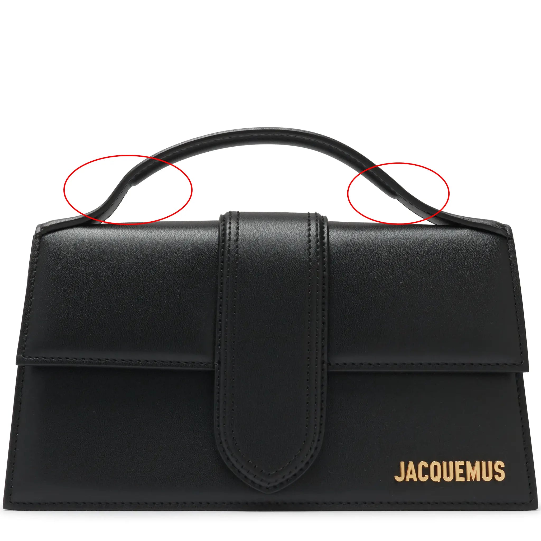 Front Side View of Jacquemus Large Bambino Black Crossbody Bag (Minor Leather Creased) 213BA07-213 300990